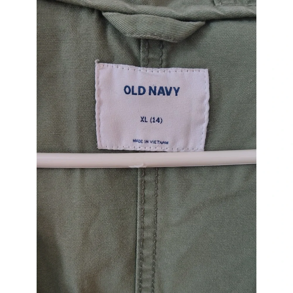 Girls Old Navy Khaki Army Hooded Jacket‎ Sz XL (14)
